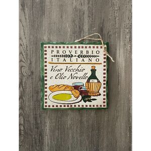Ceramiche Cortopassi Italian Tile Plaque Vino Vecchio e Olio Novello 2016